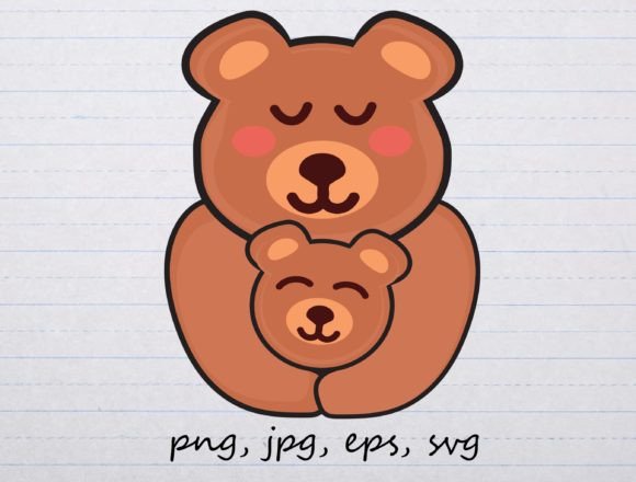 Mom and Baby Bear Clipart for Embroidery Projects